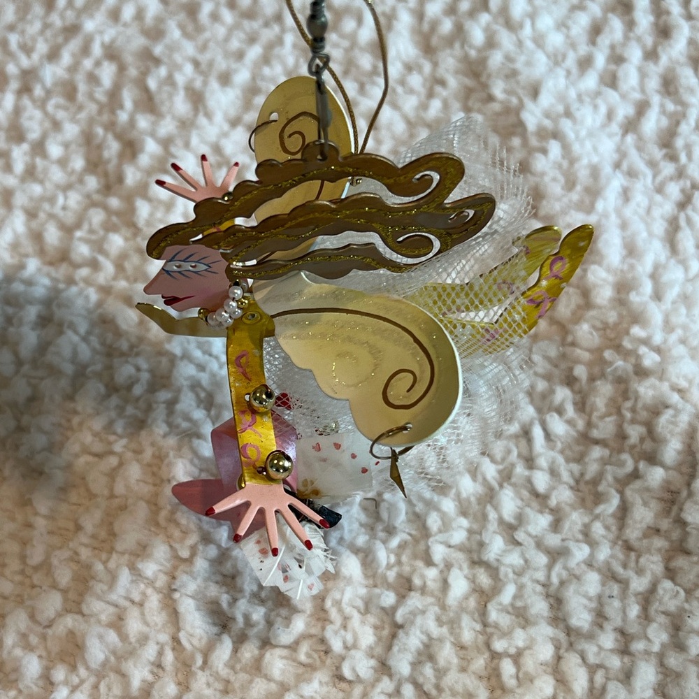 Karen Rossi Silvestri Fanciful Flights Angel Ornament; Breast Cancer Angel - Picture 2 of 8